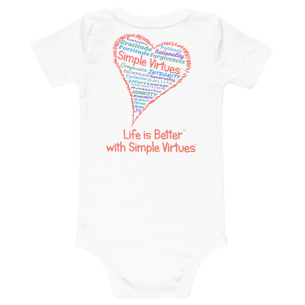 White "Heart Full of Virtues" Baby Onesie