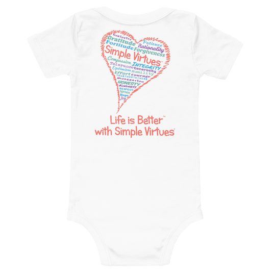 White "Heart Full of Virtues" Baby Onesie