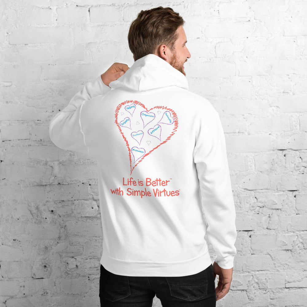 White Men's "Hearts Aloft" Unisex Hoodie