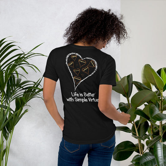 Black "Hearts Aloft" Short-Sleeve Unisex T-Shirt