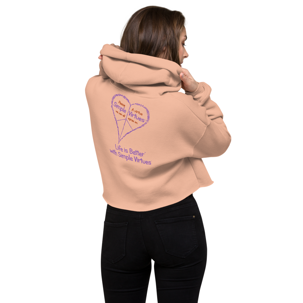 Peach w"Peace Heart" Crop Hoodie
