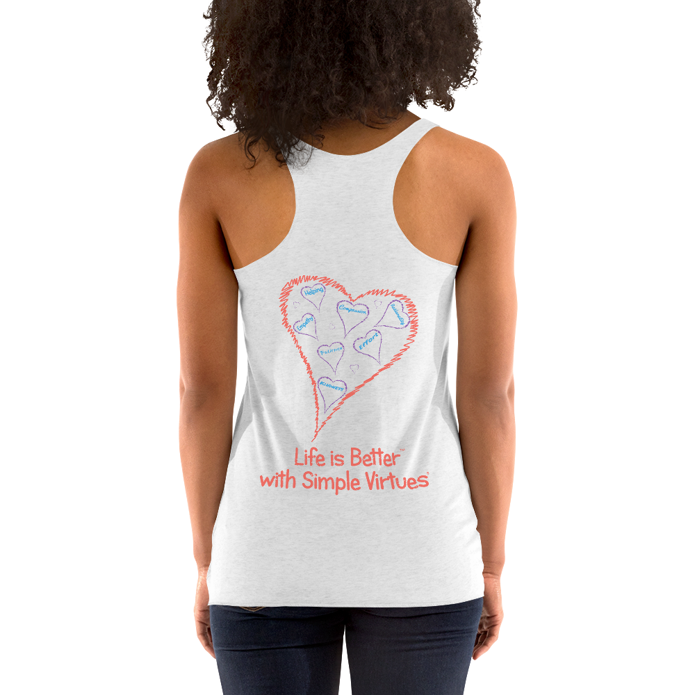 Heather White Women's "Hearts Aloft" Racerback Tank