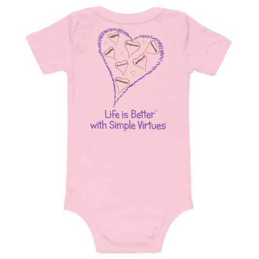 Pink "Hearts Aloft" Baby Onesie