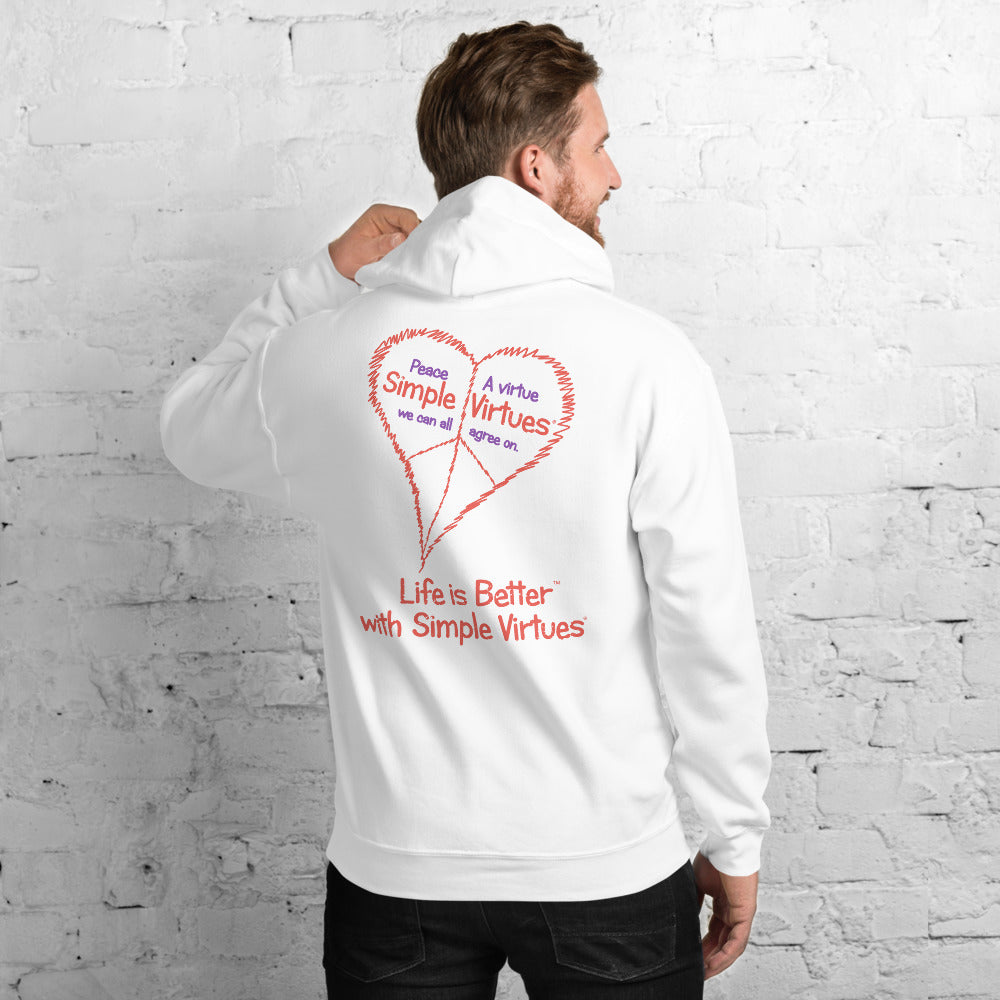 White "Peace Heart" Unisex Hoodie