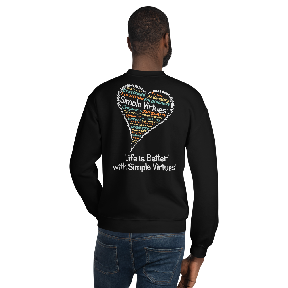 Black "Heart Full of Virtues" Unisex Sweatshirt