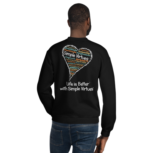 Black "Heart Full of Virtues" Unisex Sweatshirt