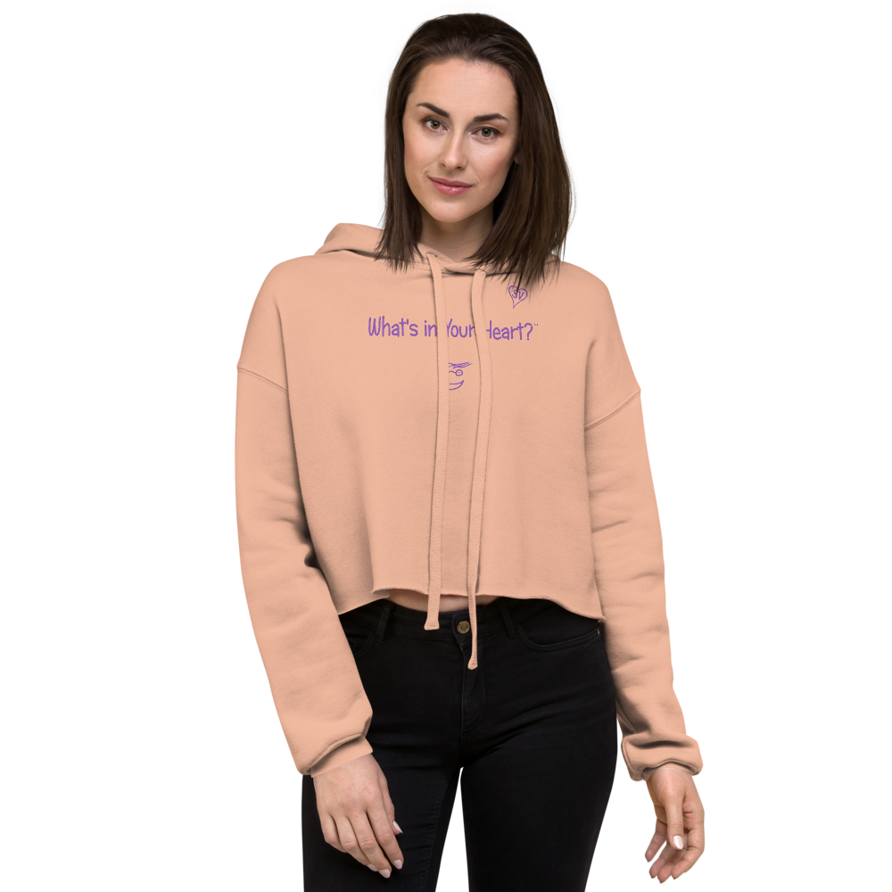 Peach "Hearts Aloft" Crop Hoodie