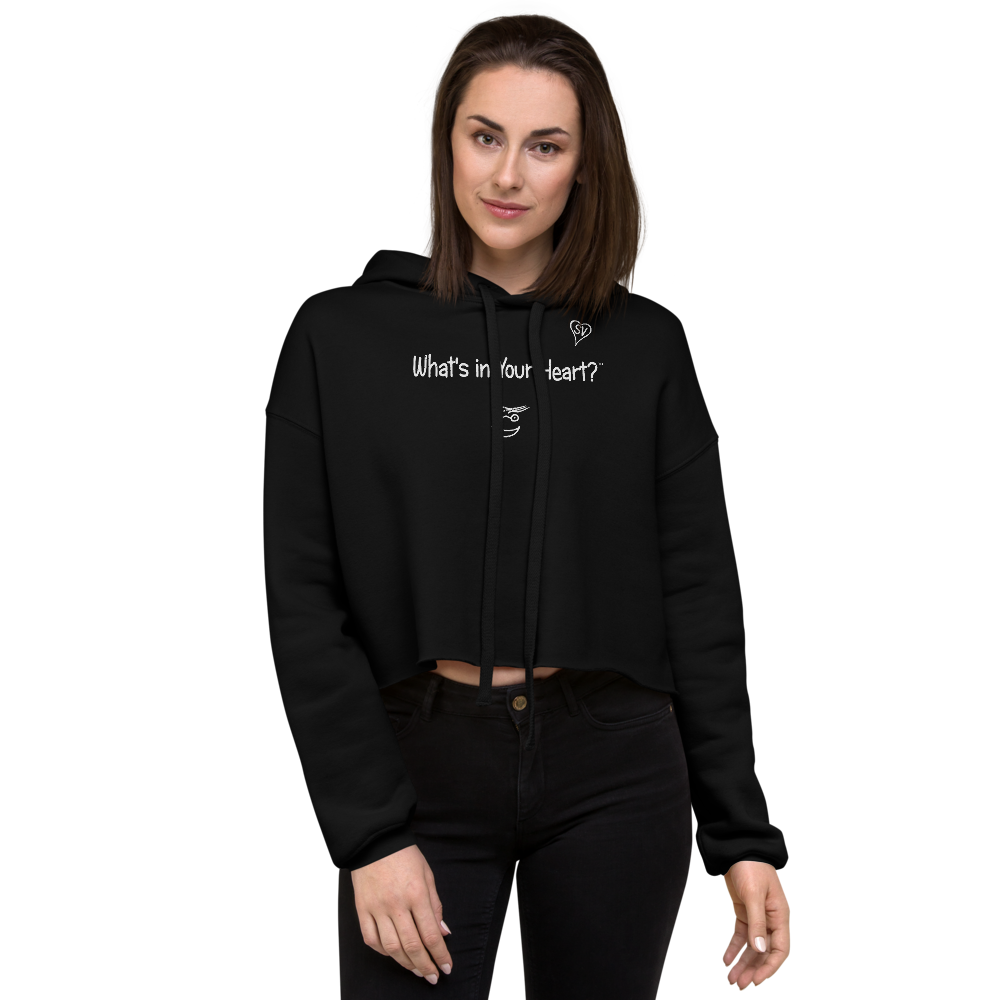 Black "Hearts Aloft" Crop Hoodie