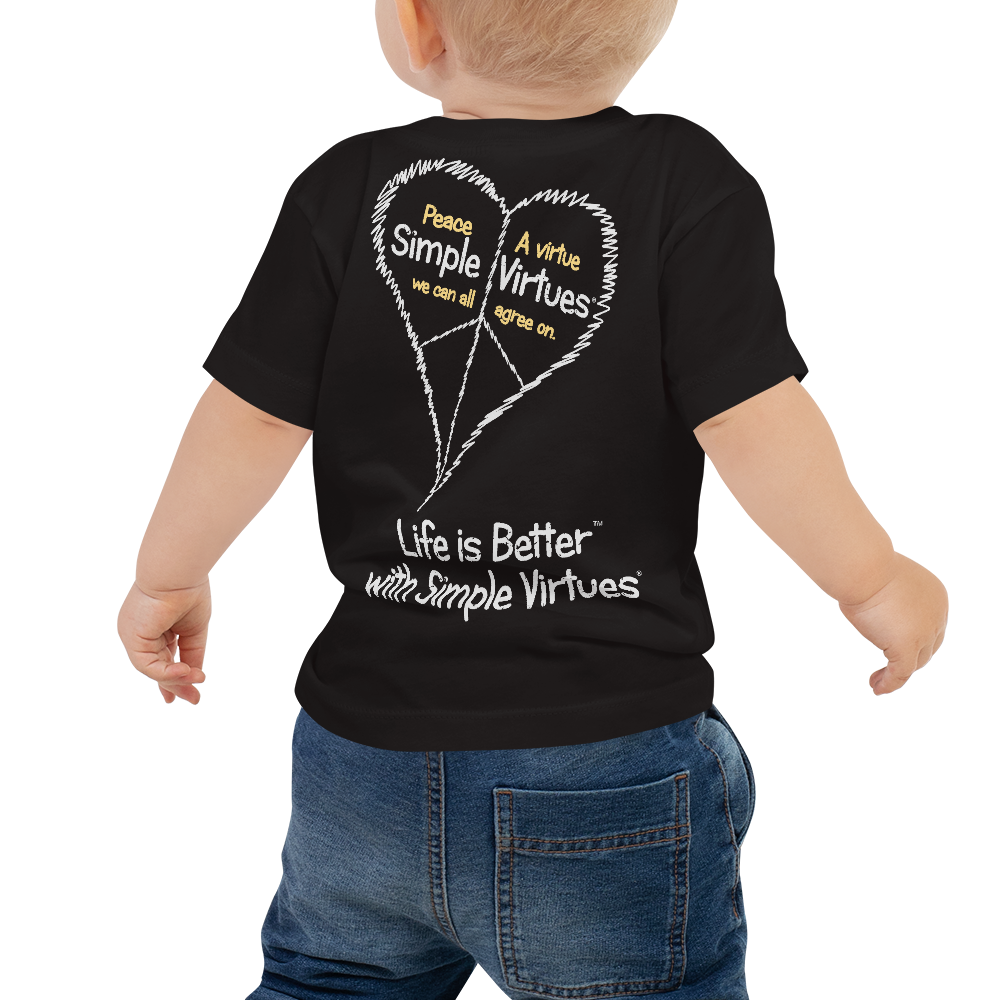 Black "Peace Heart" Baby Short Sleeve Tee