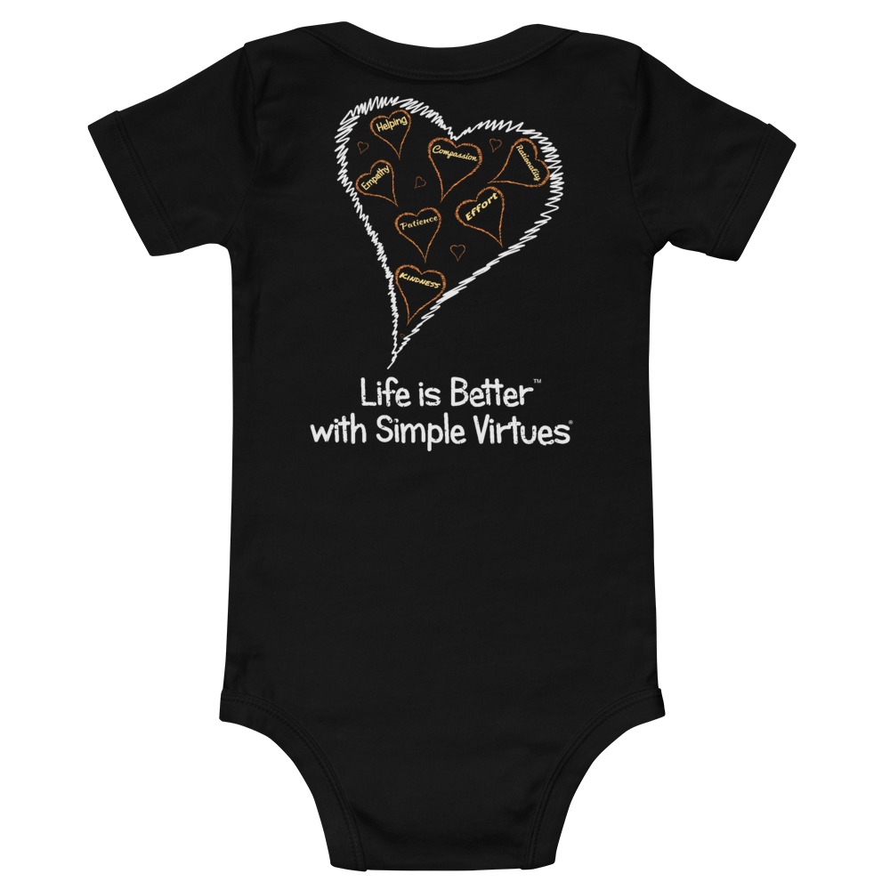 Black "Hearts Aloft" Baby Onesie