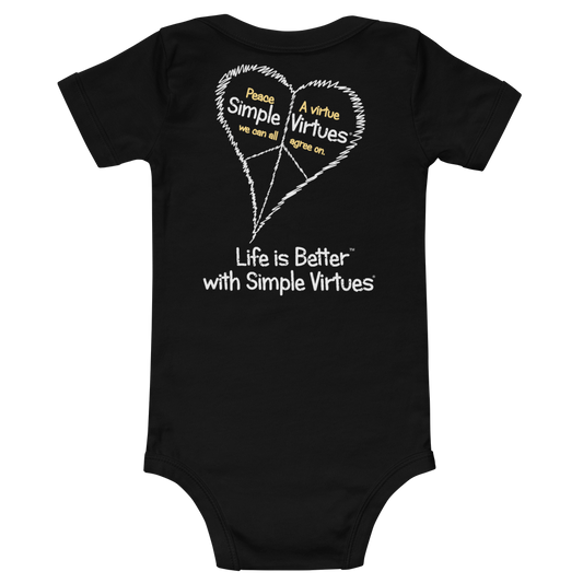 Black "Peace Heart" Baby Onesie