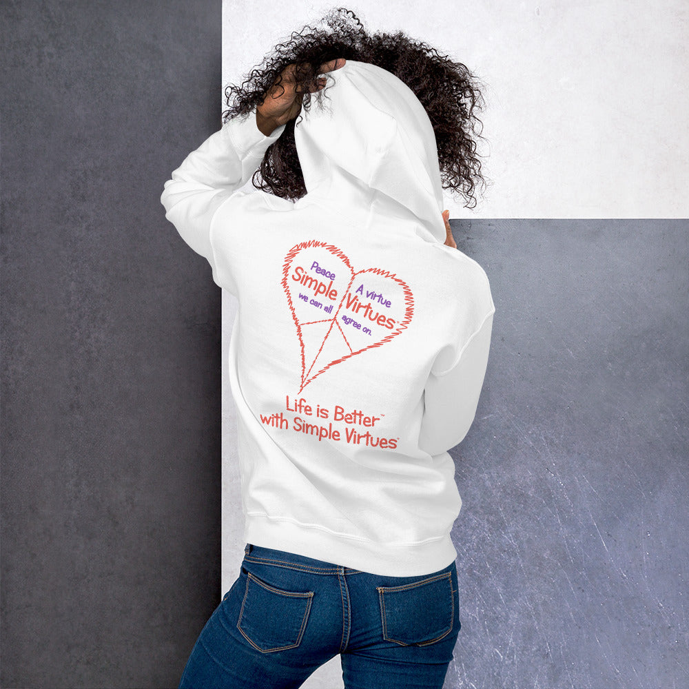 White "Peace Heart" Unisex Hoodie