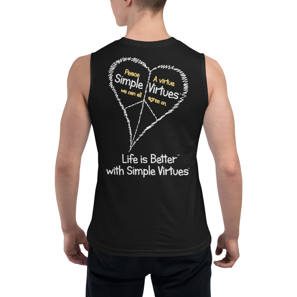 Black Men's "Peace Heart" Muscle Shirt