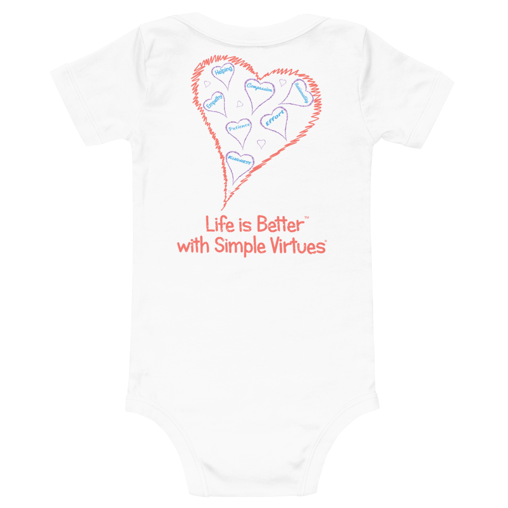 White "Hearts Aloft" Baby Onesie
