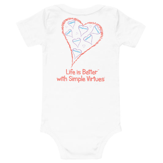 White "Hearts Aloft" Baby Onesie