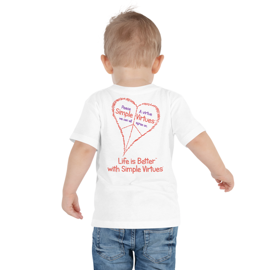 White "Peace Heart" Toddler Short Sleeve Tee