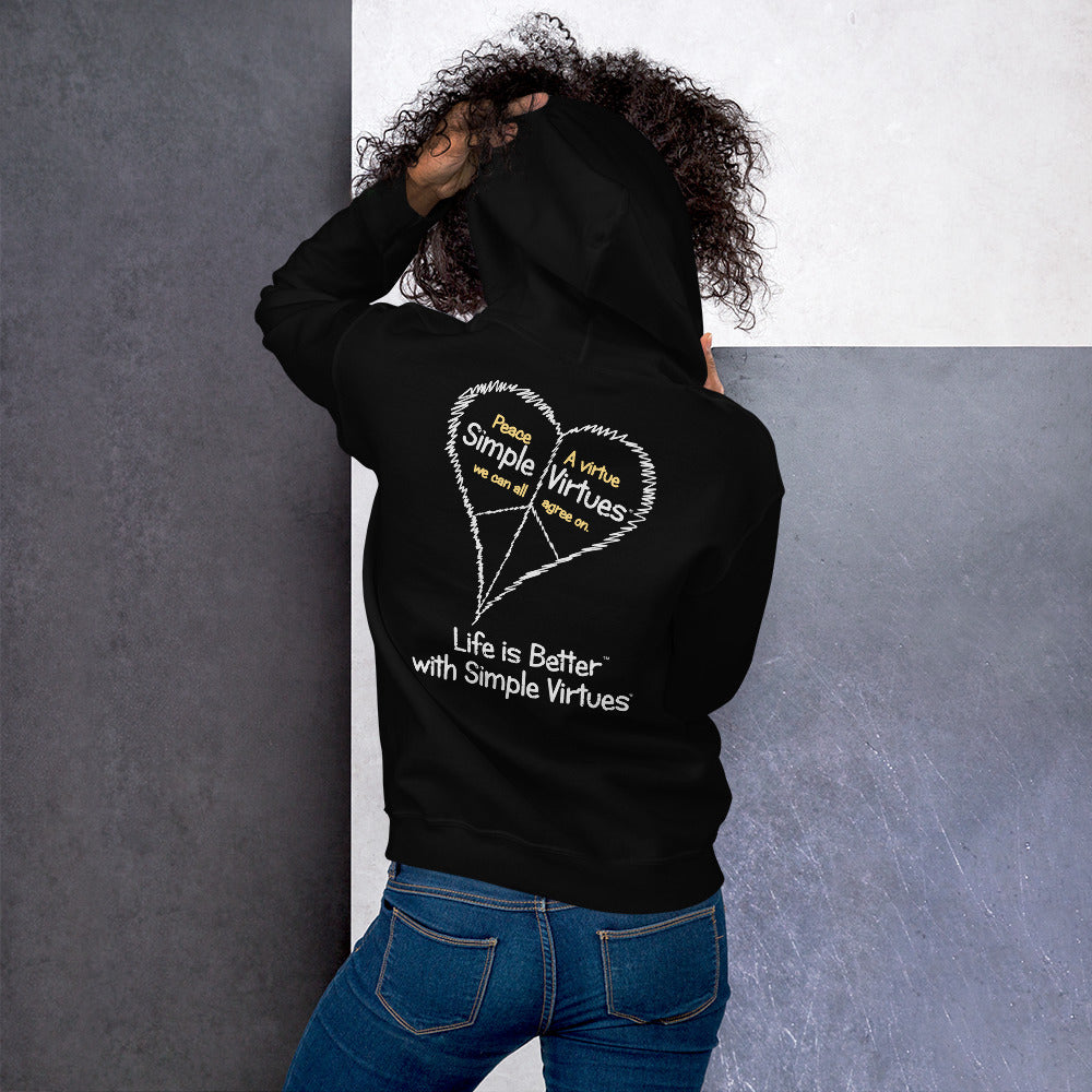 Black "Peace Heart" Unisex Hoodie
