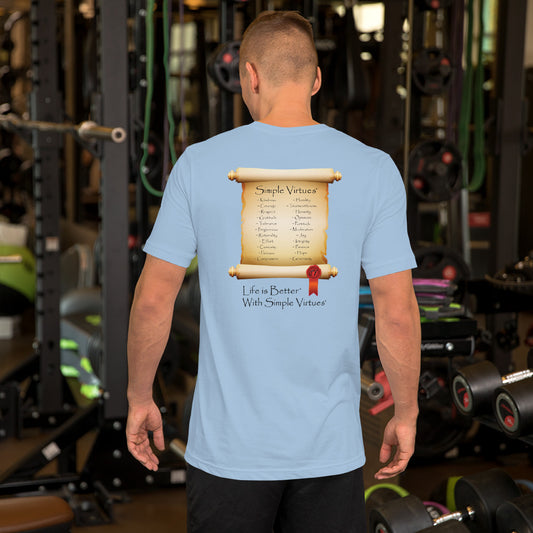 Light Blue "Scroll of Virtues" Short-Sleeve Unisex T-Shirt