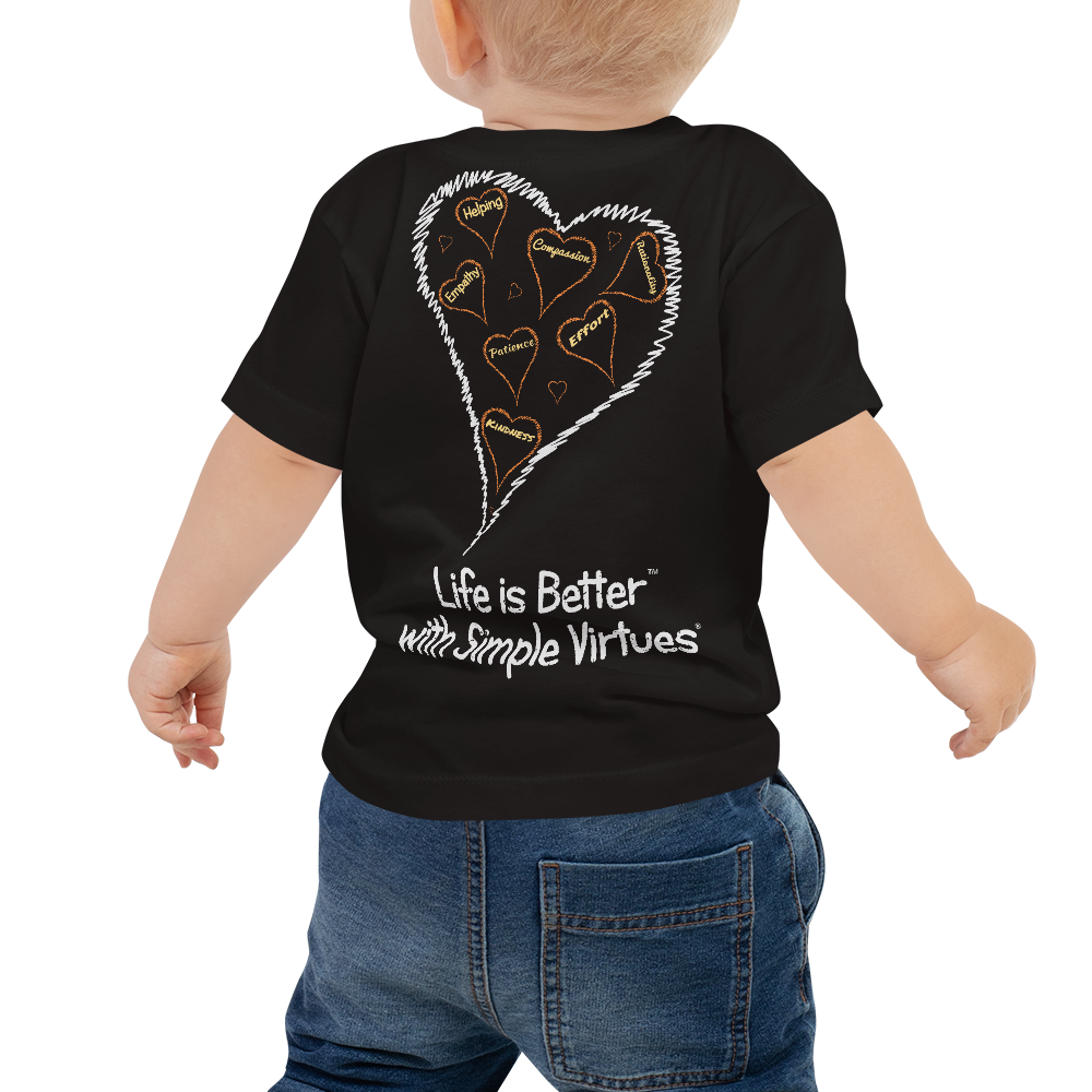 Black "Hearts Aloft" Baby Short Sleeve Tee