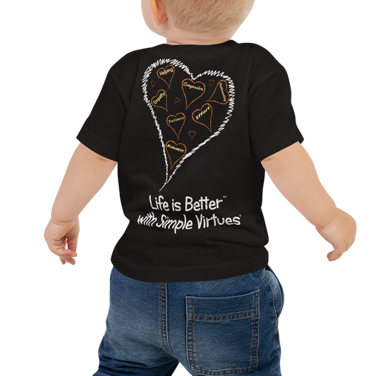 Black "Hearts Aloft" Baby Short Sleeve Tee