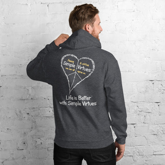 Dark Heather "Peace Heart" Unisex Hoodie