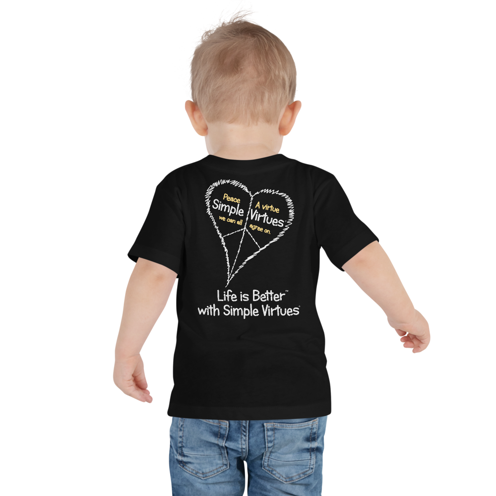 Black "Peace Heart" Toddler Short Sleeve Tee
