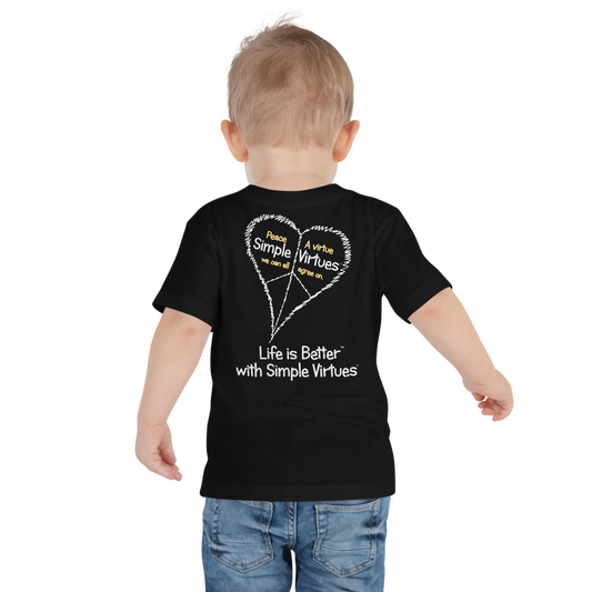 Black "Peace Heart" Toddler Short Sleeve Tee