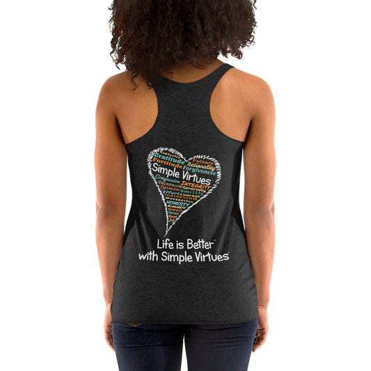 Vintage Black Women's "Heart Full of Virtues" Racerback Tank