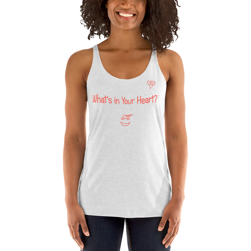 Heather White Women's "Peace Heart" Racerback Tank