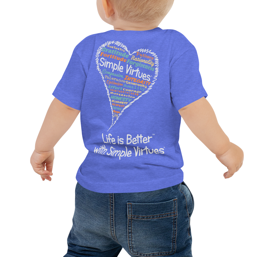 Blue "Heart Full of Virtues" Baby Short Sleeve Tee
