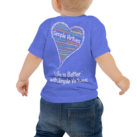 Blue "Heart Full of Virtues" Baby Short Sleeve Tee