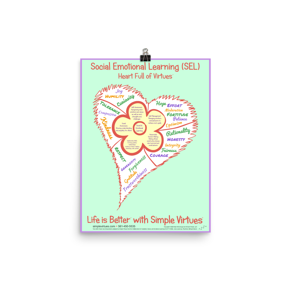 SEL Flower in Heart Full of Virtues Poster 12" x 16"