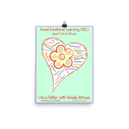SEL Flower in Heart Full of Virtues Poster 12" x 16"