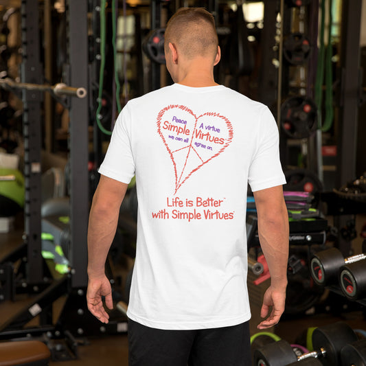White "Peace Heart" Short-Sleeve Unisex T-Shirt