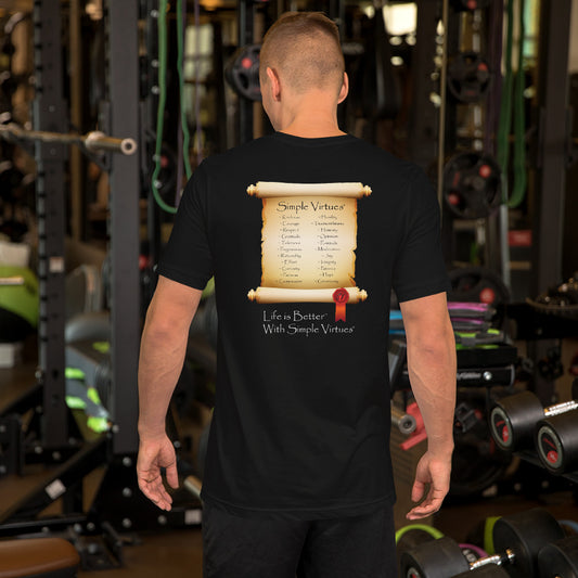 Black "Scroll of Virtues" Short-Sleeve Unisex T-Shirt