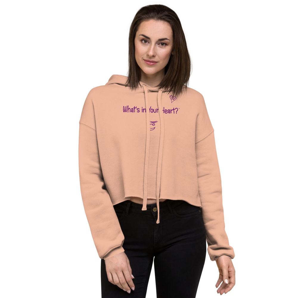 Peach "HeartSteps" Crop Hoodie