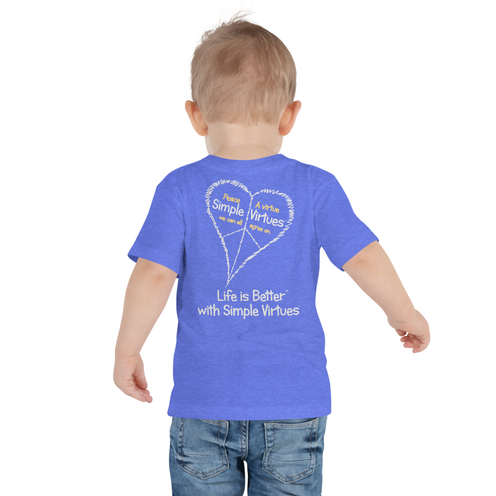 Heather Blue "Peace Heart" Toddler Short Sleeve Tee