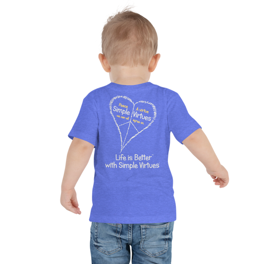 Heather Blue "Peace Heart" Toddler Short Sleeve Tee