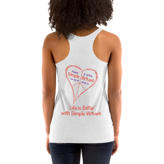 Heather White Women's "Peace Heart" Racerback Tank