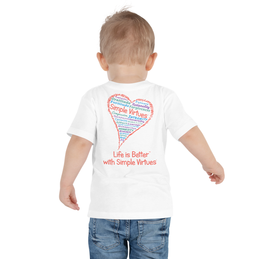 White "Heart Full of Virtues" Toddler Short Sleeve Tee