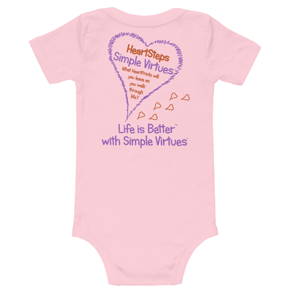 Pink "HeartSteps" Baby Onesie