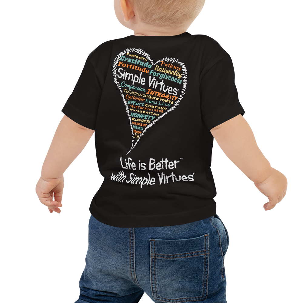 Black "Heart Full of Virtues" Baby Short Sleeve Tee