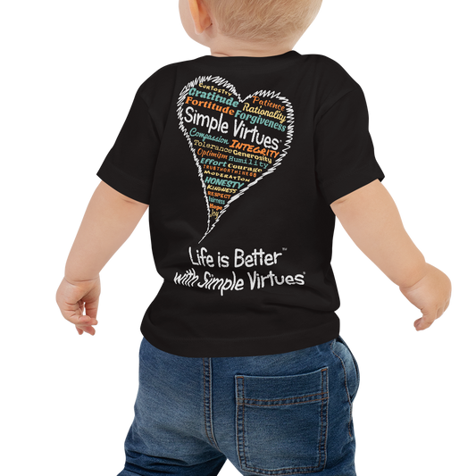 Black "Heart Full of Virtues" Baby Short Sleeve Tee
