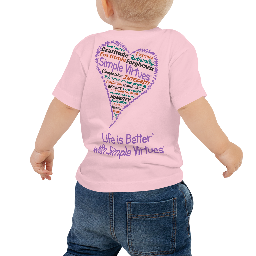 Pink "Heart Full of Virtues" Baby Short Sleeve Tee