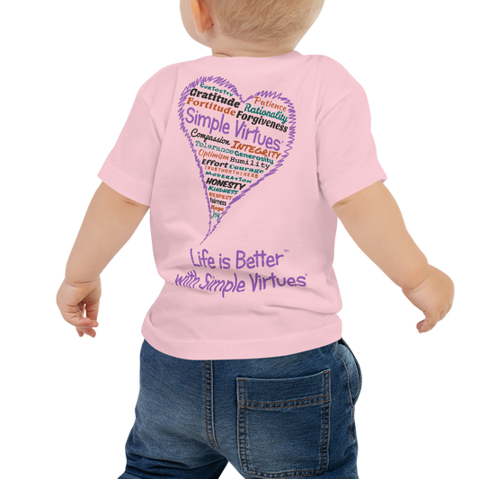 Pink "Heart Full of Virtues" Baby Short Sleeve Tee
