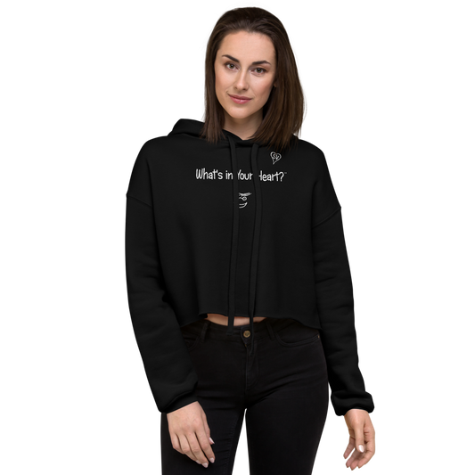 Black "Peace Heart" Crop Hoodie