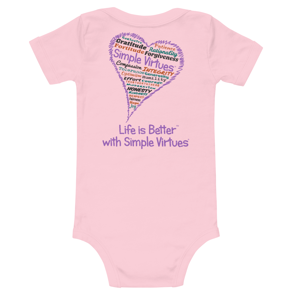 Pink "Heart Full of Virtues" Baby Onesie