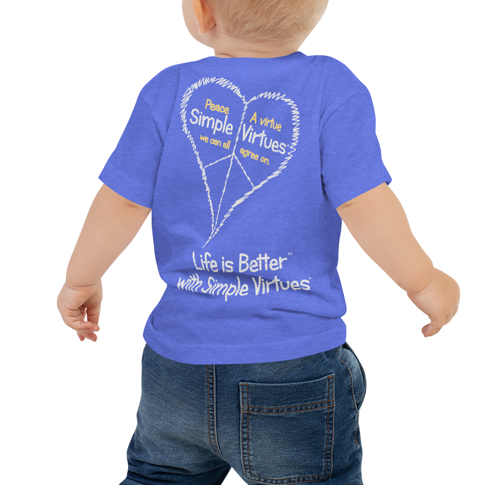 Blue "Peace Heart" Baby Short Sleeve Tee