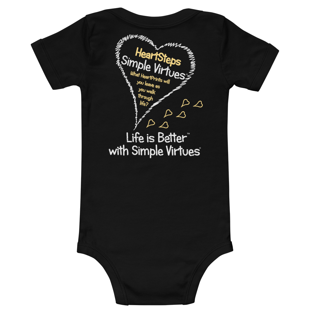 Black "HeartSteps" Baby Onesie