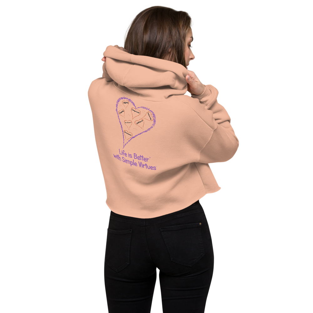 Peach "Hearts Aloft" Crop Hoodie